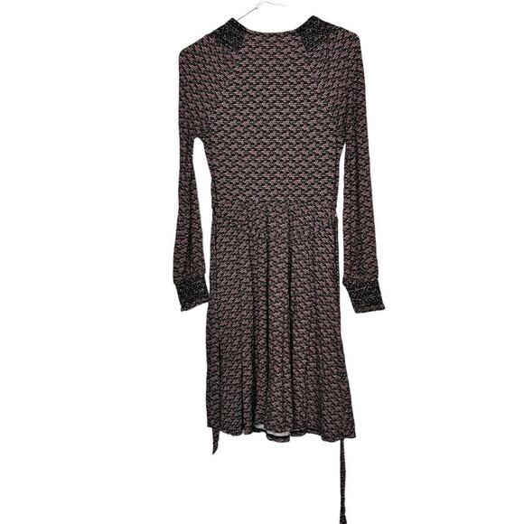 Boden Dress 4L Floral Embroidered Long Sleeve Tie Back Midi Flowy Smocked Cuffs - Picture 2 of 12